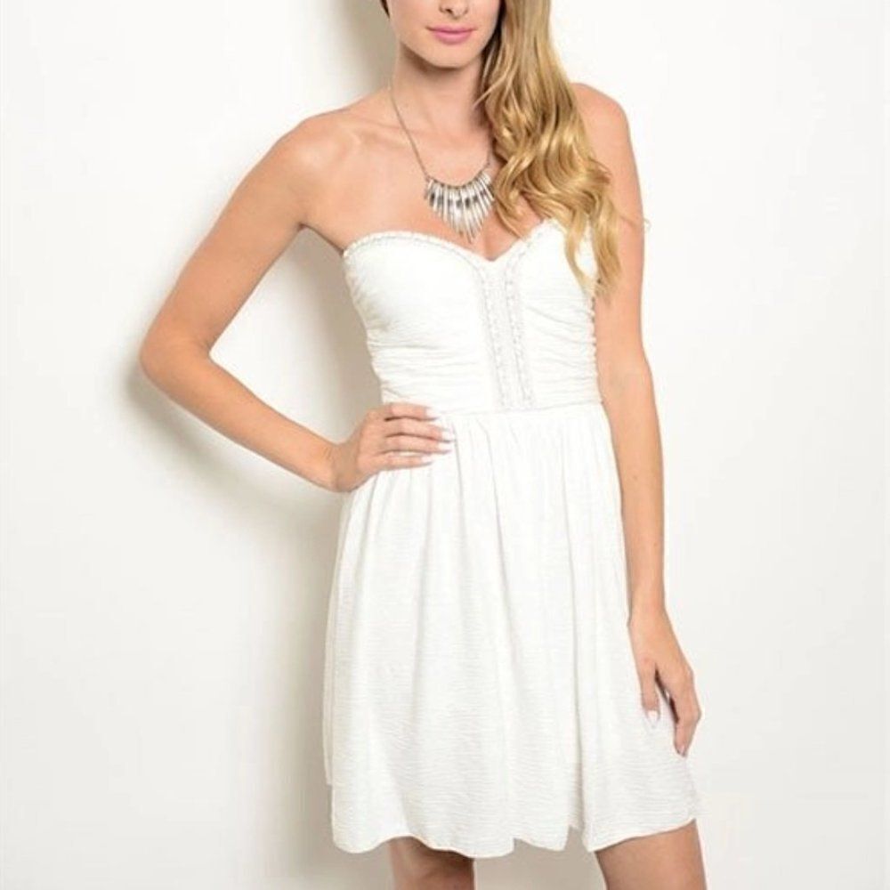 *Clearance* Kim Cine Ivory White Strapless Dress